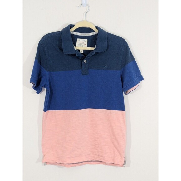 FatFace Mens Osbourne Block Stripe Polo Shirt Navy Pink Size M Cotton Viscose - Picture 4 of 11